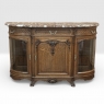 Late 19th Century Liégeois Régence Style Oak Display Buffet with Rouge Griotte Breccia Marble Top
