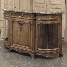 Late 19th Century Liégeois Régence Style Oak Display Buffet with Rouge Griotte Breccia Marble Top