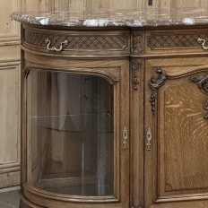 Late 19th Century Liégeois Régence Style Oak Display Buffet with Rouge Griotte Breccia Marble Top