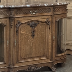 Late 19th Century Liégeois Régence Style Oak Display Buffet with Rouge Griotte Breccia Marble Top