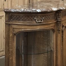 Late 19th Century Liégeois Régence Style Oak Display Buffet with Rouge Griotte Breccia Marble Top