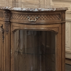 Late 19th Century Liégeois Régence Style Oak Display Buffet with Rouge Griotte Breccia Marble Top