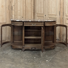 Late 19th Century Liégeois Régence Style Oak Display Buffet with Rouge Griotte Breccia Marble Top