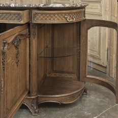 Late 19th Century Liégeois Régence Style Oak Display Buffet with Rouge Griotte Breccia Marble Top