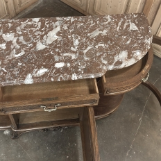 Late 19th Century Liégeois Régence Style Oak Display Buffet with Rouge Griotte Breccia Marble Top