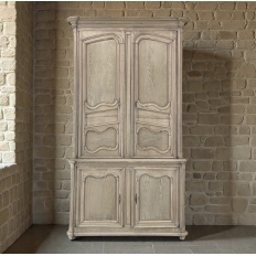 Grand 18th Century Country French Buffet a Deux Corps in Stripped Oak