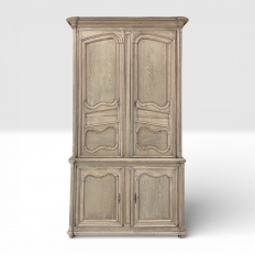 Grand 18th Century Country French Buffet a Deux Corps in Stripped Oak