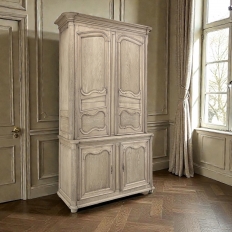 Grand 18th Century Country French Buffet a Deux Corps in Stripped Oak