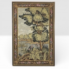 Antique Flemish Oudenaarde Style Framed Wool Tapestry Circa 1890s