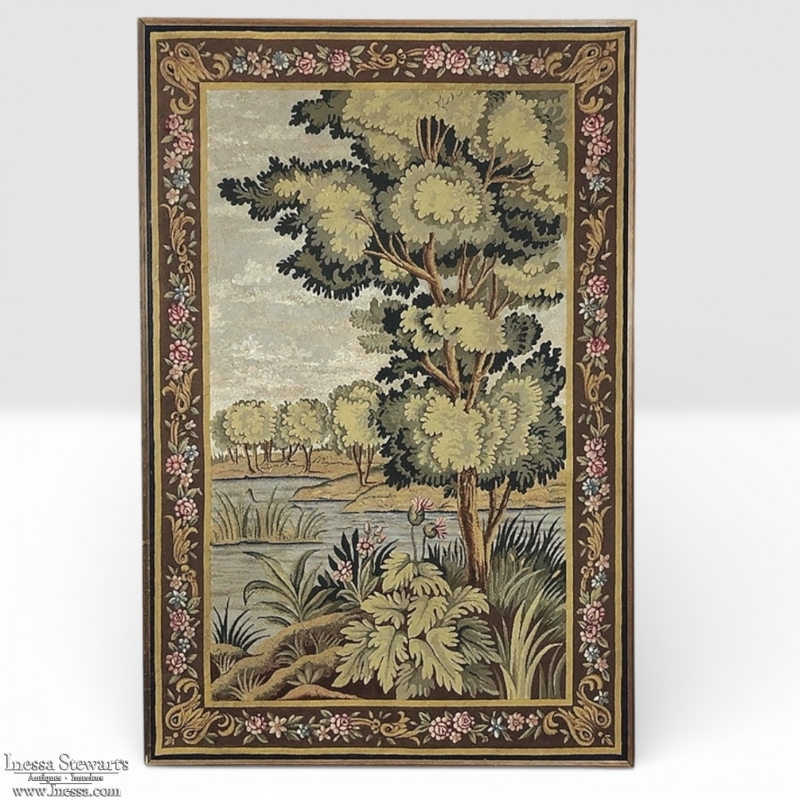 Antique Flemish Oudenaarde Style Framed Wool Tapestry Circa 1890s