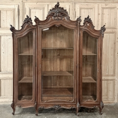 19th Century Italian Rococo Walnut Three-Door Display Bookcase ~ Armoire