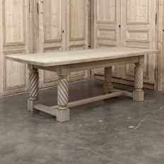 Rustic Mid-Century Trestle Table Crafted of Solid Oak
