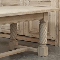 Rustic Mid-Century Trestle Table Crafted of Solid Oak