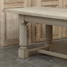 Rustic Mid-Century Trestle Table Crafted of Solid Oak