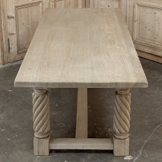 Rustic Mid-Century Trestle Table Crafted of Solid Oak