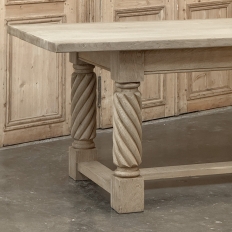 Rustic Mid-Century Trestle Table Crafted of Solid Oak