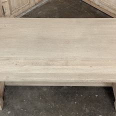 Rustic Mid-Century Trestle Table Crafted of Solid Oak