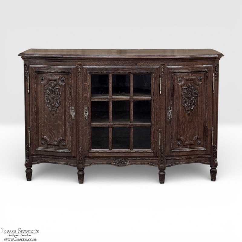 19th Century Louis XVI Liégeois Style Oak Display Buffet ~ Credenza