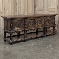 Grand French Gothic Revival Oak Raised Buffet ~ Credenza