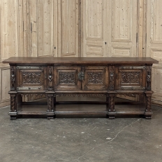 Grand French Gothic Revival Oak Raised Buffet ~ Credenza
