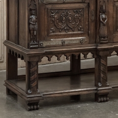 Grand French Gothic Revival Oak Raised Buffet ~ Credenza