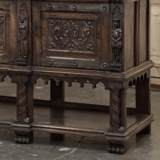 Grand French Gothic Revival Oak Raised Buffet ~ Credenza