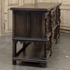 Grand French Gothic Revival Oak Raised Buffet ~ Credenza