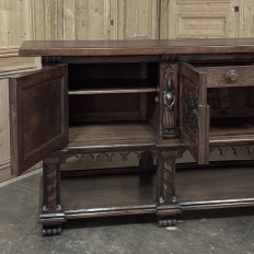 Grand French Gothic Revival Oak Raised Buffet ~ Credenza