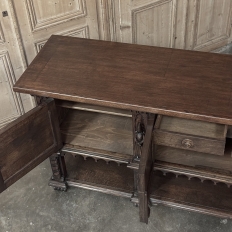 Grand French Gothic Revival Oak Raised Buffet ~ Credenza