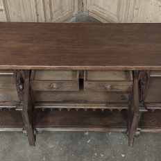 Grand French Gothic Revival Oak Raised Buffet ~ Credenza