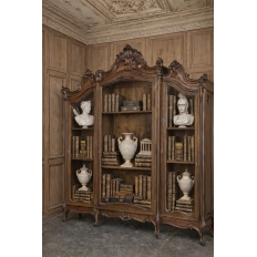 19th Century Italian Rococo Walnut Three-Door Display Bookcase ~ Armoire