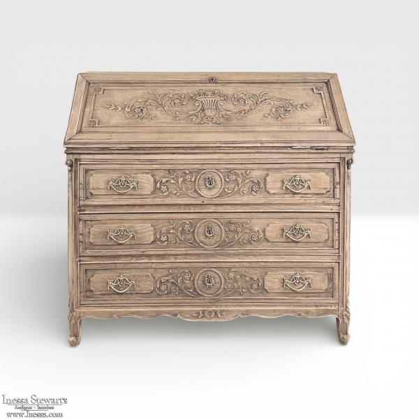 18th Century Country French Louis XVI Transitional Stripped Secretary Desk