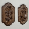 Pair 19th Century Country French Hunt Style Hand-Carved Oak Plaques