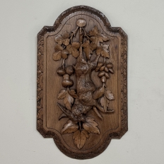 Pair 19th Century Country French Hunt Style Hand-Carved Oak Plaques