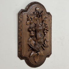 Pair 19th Century Country French Hunt Style Hand-Carved Oak Plaques