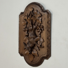 Pair 19th Century Country French Hunt Style Hand-Carved Oak Plaques