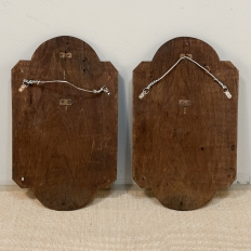 Pair 19th Century Country French Hunt Style Hand-Carved Oak Plaques