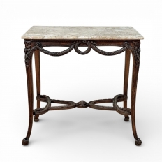 19th Century Belgian Louis XVI Transitional Walnut Marble-Top Table