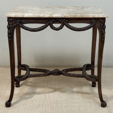 19th Century Belgian Louis XVI Transitional Walnut Marble-Top Table