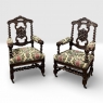 19th Century Renaissance Revival / Louis XIII Style Barley Twist Armchairs in Solid Oak