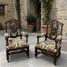 19th Century Renaissance Revival / Louis XIII Style Barley Twist Armchairs in Solid Oak