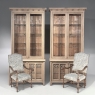 Pair of Monumental Stripped Gothic Revival Solid Oak Display Bookcases