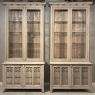 Pair of Monumental Stripped Gothic Revival Solid Oak Display Bookcases