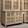 Pair of Monumental Stripped Gothic Revival Solid Oak Display Bookcases