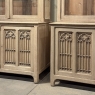 Pair of Monumental Stripped Gothic Revival Solid Oak Display Bookcases
