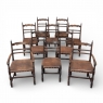 Set of Ten Country French Oak Dining Chairs in the Louis XIII Style, includes 2 Armchairs