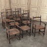 Set of Ten Country French Oak Dining Chairs in the Louis XIII Style, includes 2 Armchairs