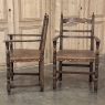 Set of Ten Country French Oak Dining Chairs in the Louis XIII Style, includes 2 Armchairs