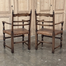 Set of Ten Country French Oak Dining Chairs in the Louis XIII Style, includes 2 Armchairs