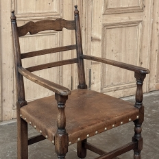 Set of Ten Country French Oak Dining Chairs in the Louis XIII Style, includes 2 Armchairs